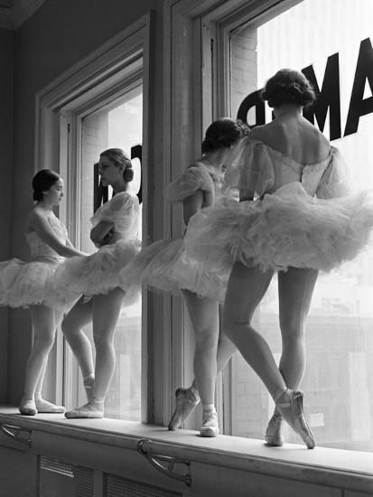 Ballerinas on Window Sill in Rehearsal Room at George Balanchine's School of American Ballet