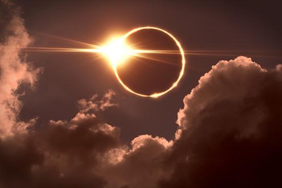 Total Eclipse of the Sun. the Moon Covers the Sun in a Solar Eclipse