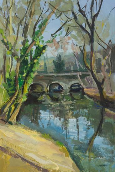 Spring Landscape Gouache Painting.