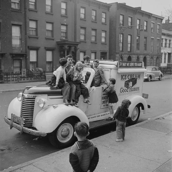 Children Sit on the Ice Cream Truck in Brooklyn