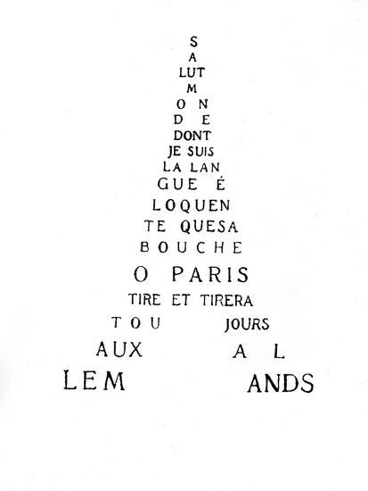Calligram by French Poet Guillaume Apollinaire, 1918 : Eiffel Tower