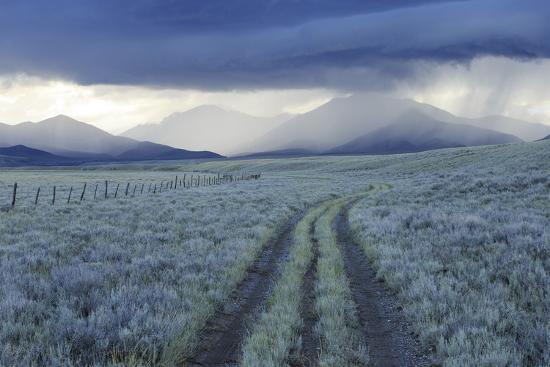 Rain Showers over Sagebrush-Steppe at the Foot of the Sawtooth Mountains